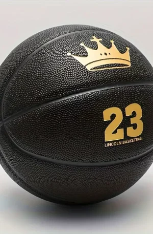 1 pieza para Baloncesto Lincoln - Talla 7, Negro con Corona Dorada & Diseño de "58.42cm