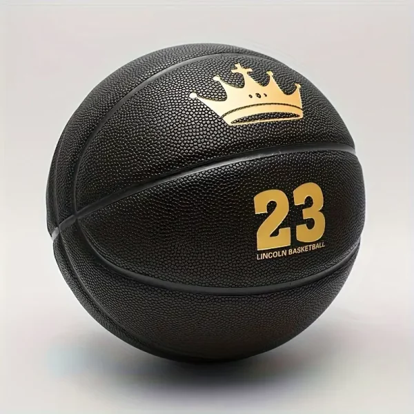 1 pieza para Baloncesto Lincoln - Talla 7, Negro con Corona Dorada & Diseño de "58.42cm