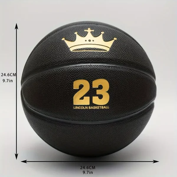1 pieza para Baloncesto Lincoln - Talla 7, Negro con Corona Dorada & Diseño de "58.42cm - Imagen 3